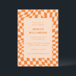 Groovy Retro Oranje Checkerboard Bat Mitzvah Kaart<br><div class="desc">Groovy Retro Oranje Abstract Checkerboard Bat Mitzvah Uitnodiging</div>