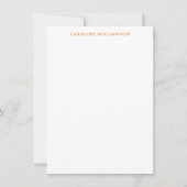 Groovy Retro Oranje Floral Custom Name Stationery Notitiekaartje (Voorkant)