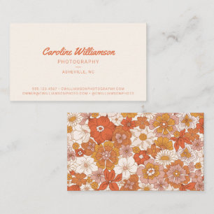 Groovy Retro Oranje Geel Bloemmotief Botanisch Tre Visitekaartje