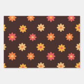 Groovy Retro Oranje Gele Rode Bloemen Inpakpapier Vel (Voorkant 3)