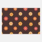 Groovy Retro Oranje Gele Rode Bloemen Inpakpapier Vel (Voorkant 2)