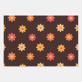 Groovy Retro Oranje Gele Rode Bloemen Inpakpapier Vel (Voorkant)