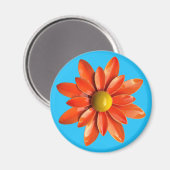 Groovy Retro Oranje Hippie Daisy Flower Floral Magneet (Voorkant / Achterkant)