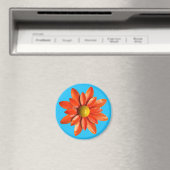 Groovy Retro Oranje Hippie Daisy Flower Floral Magneet (Insitu (Vaatwasser))
