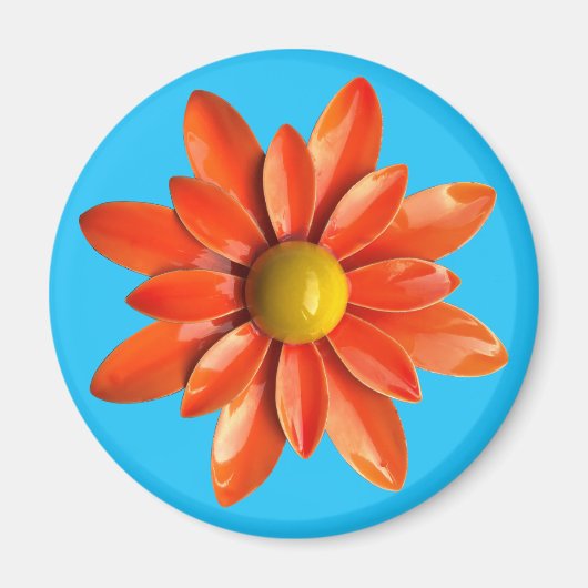 Groovy Retro Oranje Hippie Daisy Flower Floral Magneet (Voorkant)