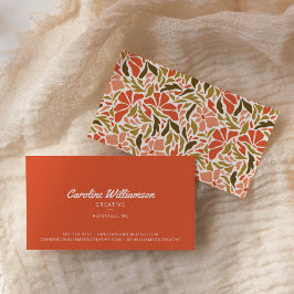 Groovy Retro Oranje Red Green Botanical Trendy Visitekaartje