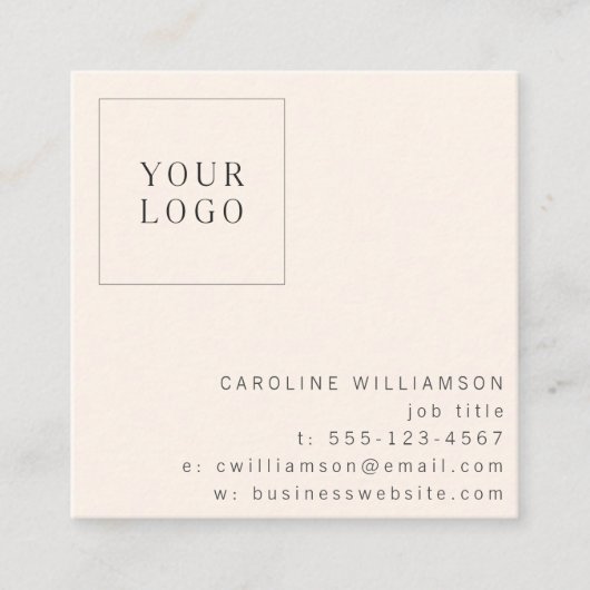 Groovy Retro Oranje roze Floral Logo Creative Vierkante Visitekaartje (Voorkant)