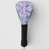 Groovy Retro Paars Daisy Pattern Golfheadcover (Voorkant)