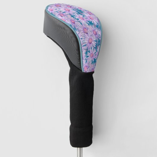 Groovy Retro Paars Daisy Pattern Golfheadcover (Schuin)