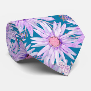 Groovy Retro Paars Daisy Pattern Stropdas