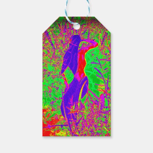 groovy retro paarse hippie mermaid cadeaulabel (Voorkant)