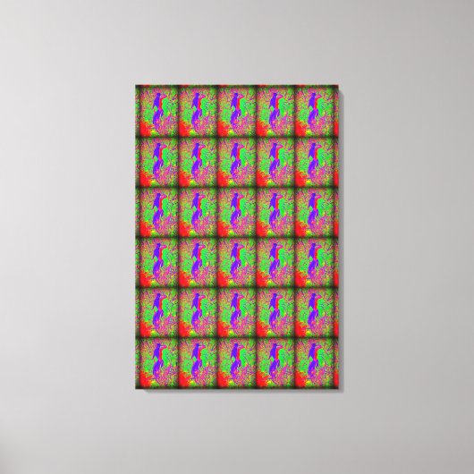 groovy retro paarse hippie mermaid canvas afdruk (Voorkant)