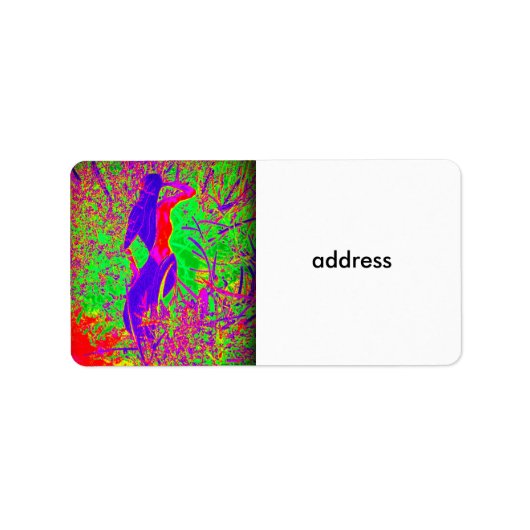 groovy retro paarse hippie mermaid etiket (Voorkant)