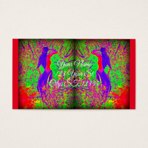 Groovy retro paarse hippie mermaid visitekaartje
