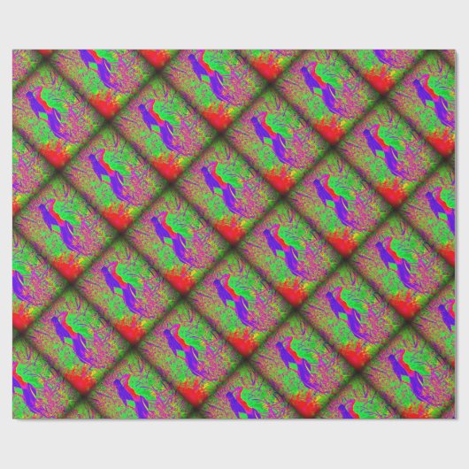 groovy retro paarse hippie mermaids cadeaupapier (Vlak)