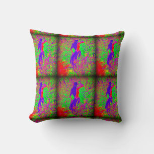 groovy retro paarse hippie mermaids over groen kussen