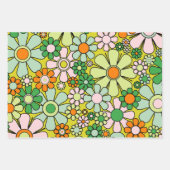 Groovy Retro Patronen 60s 70s Oranje Groen Inpakpapier Vel (Voorkant 3)