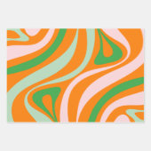 Groovy Retro Patronen 60s 70s Oranje Groen Inpakpapier Vel (Voorkant 2)