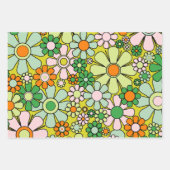 Groovy Retro Patronen 60s 70s Oranje Groen Inpakpapier Vel (Voorkant)