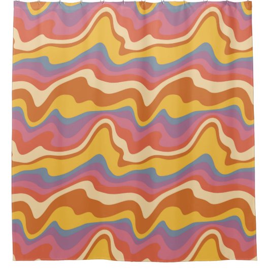 Groovy Retro Patroon Douchegordijn (Voorkant)