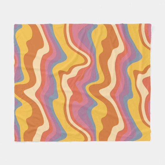 Groovy Retro Patroon Fleece Deken (Voorkant (Horizontaal))