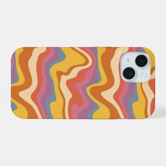 Groovy Retro Patroon iPhone 15 Case (Achterkant horizontaal)