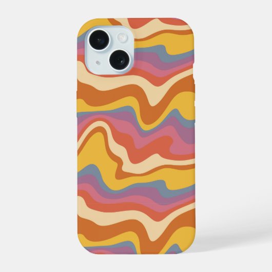 Groovy Retro Patroon iPhone 15 Case (Achterkant)