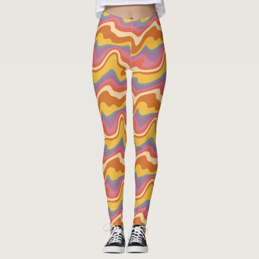 Groovy Retro Patroon Leggings (Voorkant)