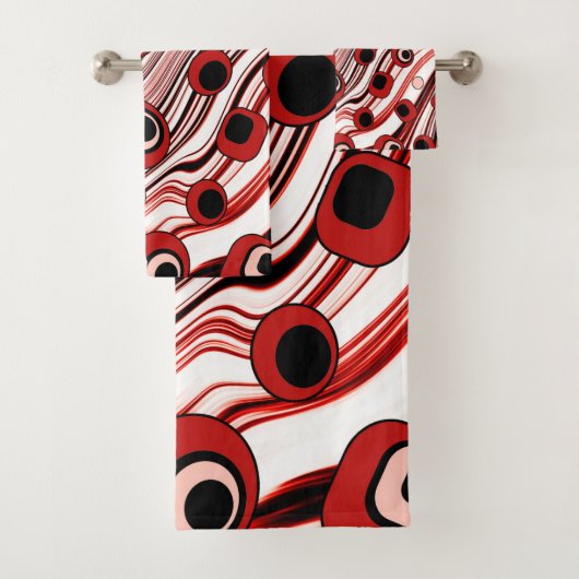 Groovy Retro Patroon met Wavy Cute Art Bad Handdoek (Insitu)