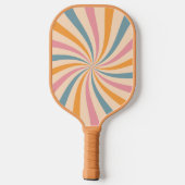 Groovy Retro Patroon Preppy Esthetisch Monogrammed Pickleball Paddle (Achterkant)
