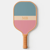 Groovy Retro Patroon Roze Blauw Esthetisch Monogra Pickleball Paddle (Voorkant)