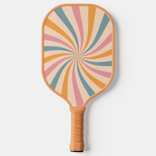 Groovy Retro Patroon Roze Blauw Esthetisch Monogra Pickleball Paddle (Achterkant)