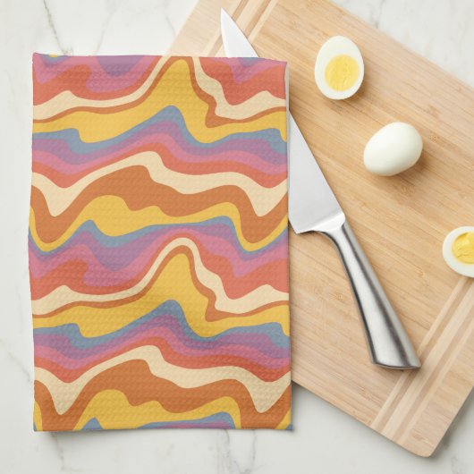 Groovy Retro Patroon Theedoek (Quarter Fold)