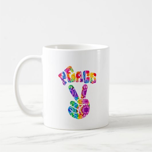Groovy Retro Peace Hand Koffiemok (Links)