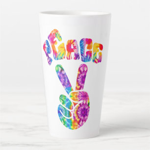Groovy Retro Peace Hand Latte Mok