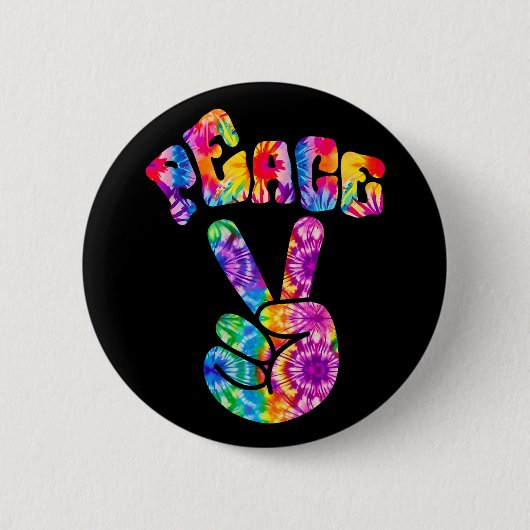 Groovy Retro Peace Hand Ronde Button 5,7 Cm (Voorkant)