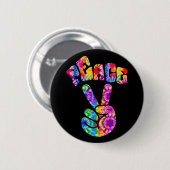 Groovy Retro Peace Hand Ronde Button 5,7 Cm (Voorkant /achterkant)