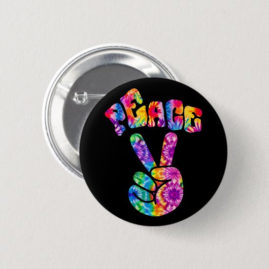 Groovy Retro Peace Hand Ronde Button 5,7 Cm (Voorkant /achterkant)