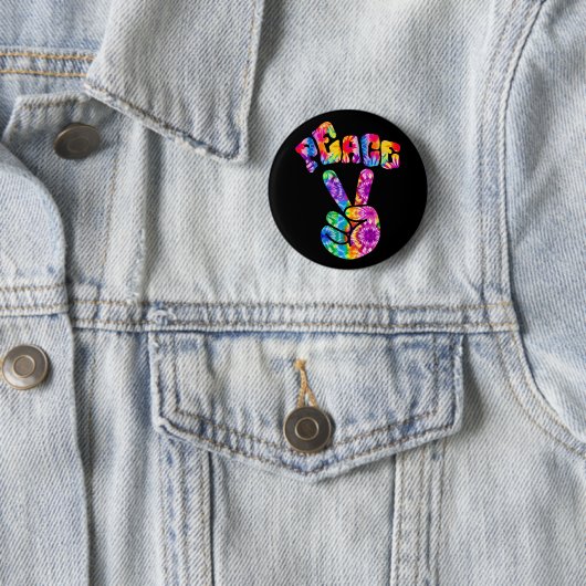 Groovy Retro Peace Hand Ronde Button 5,7 Cm (In situ)
