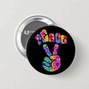Groovy Retro Peace Hand Ronde Button 5,7 Cm