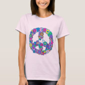 Groovy Retro Peace Sign & Dove T-Shirt (Voorkant)