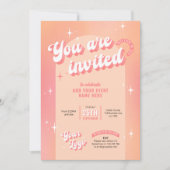 Groovy Retro Peach Roze Modern Logo Business Event Kaart (Voorkant)