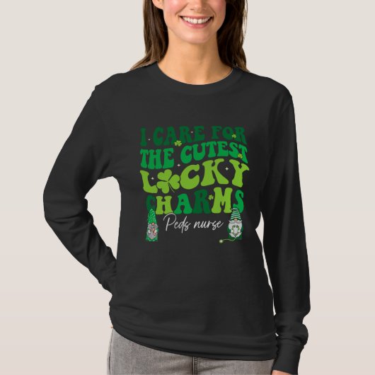 Groovy Retro Peds Nurse St Patrick s Day Pediatric T-shirt (Voorkant)