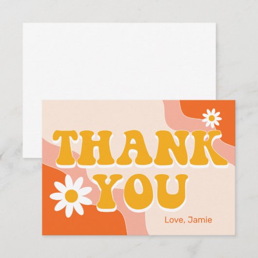 Groovy Retro Persoonlijke Dank Je Bedankkaart (Voorkant / Achterkant)
