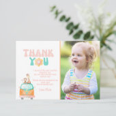 Groovy Retro Persoonlijke fotoflat Bedankkaart (Staand voorkant)