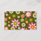 Groovy Retro Pink en Green Botanical Trendy Visitekaartje (Achterkant)