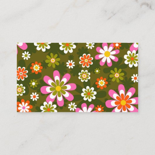 Groovy Retro Pink en Green Botanical Trendy Visitekaartje (Achterkant)