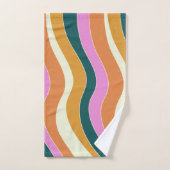 Groovy Retro Pink en Green Wavy Lines Bad Handdoek (Handdoek)