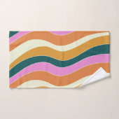 Groovy Retro Pink en Green Wavy Lines Bad Handdoek (Handdoek)