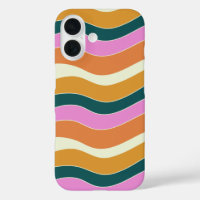 Groovy Retro Pink en Green Wavy Lines